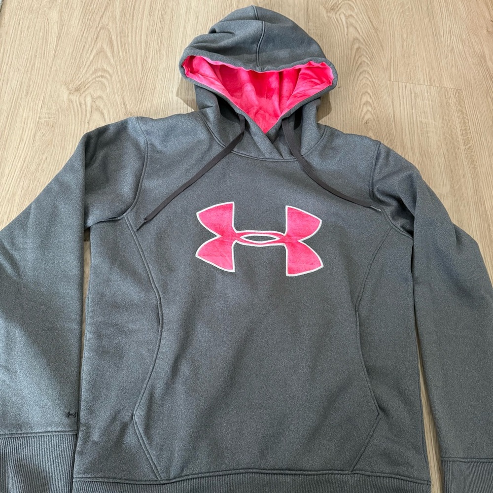 Under Armour Gray Hoodie with Pink Logo